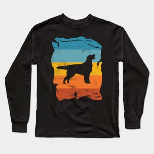 Flat Coated Retriever Distressed Vintage Retro Silhouette Long Sleeve T-Shirt